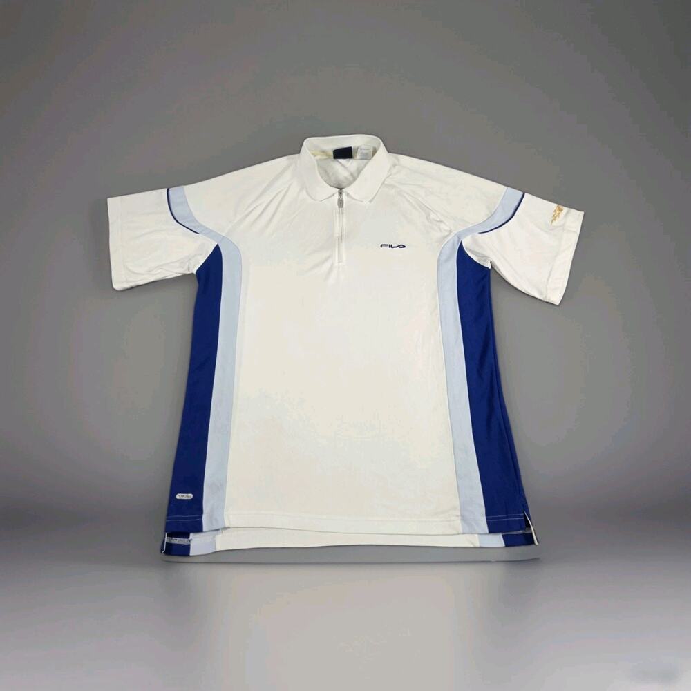 Fila US Open Tennis Performance Polo Shirt Men's Size M White Blue C15